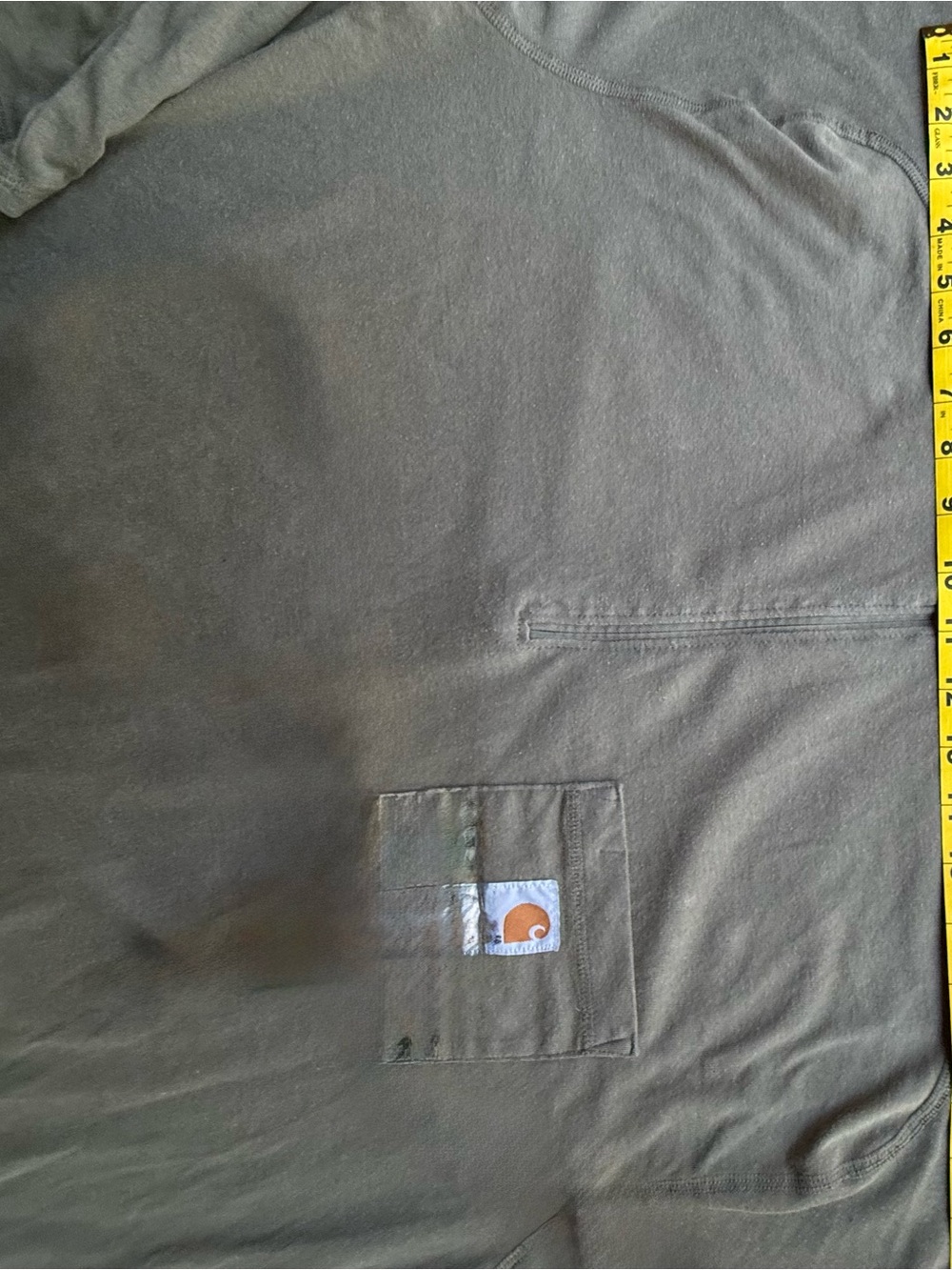 Carhartt Olive GreenLong Sleeve Quarter-Zip Pocket Work Shirt - Picture 6 of 15